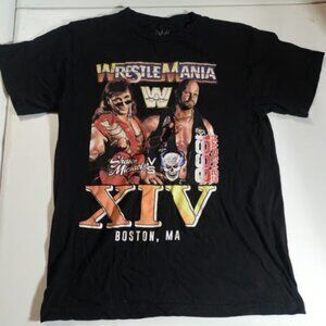 WWE WrestleMania XIV Shawn Michaels vs Stone Cold T-Shirt Men's M Black